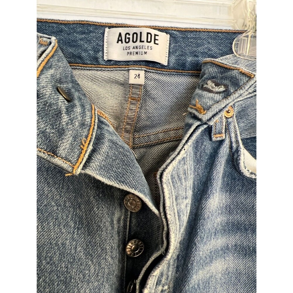 AGOLDE Riley High Rise Crop Denim Jeans Straight Leg. Size 24. - Picture 6 of 11